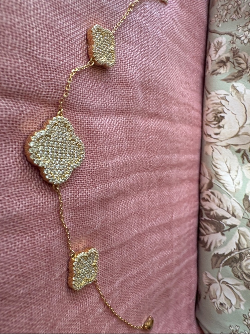 Gold Pave Clover Link Bracelet - Women Jewelry